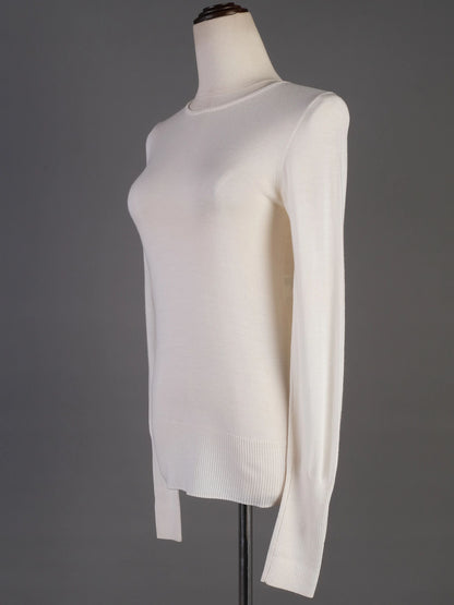 Excellent Tara Jarmon White Wool Long Sleeve Sweater Size S