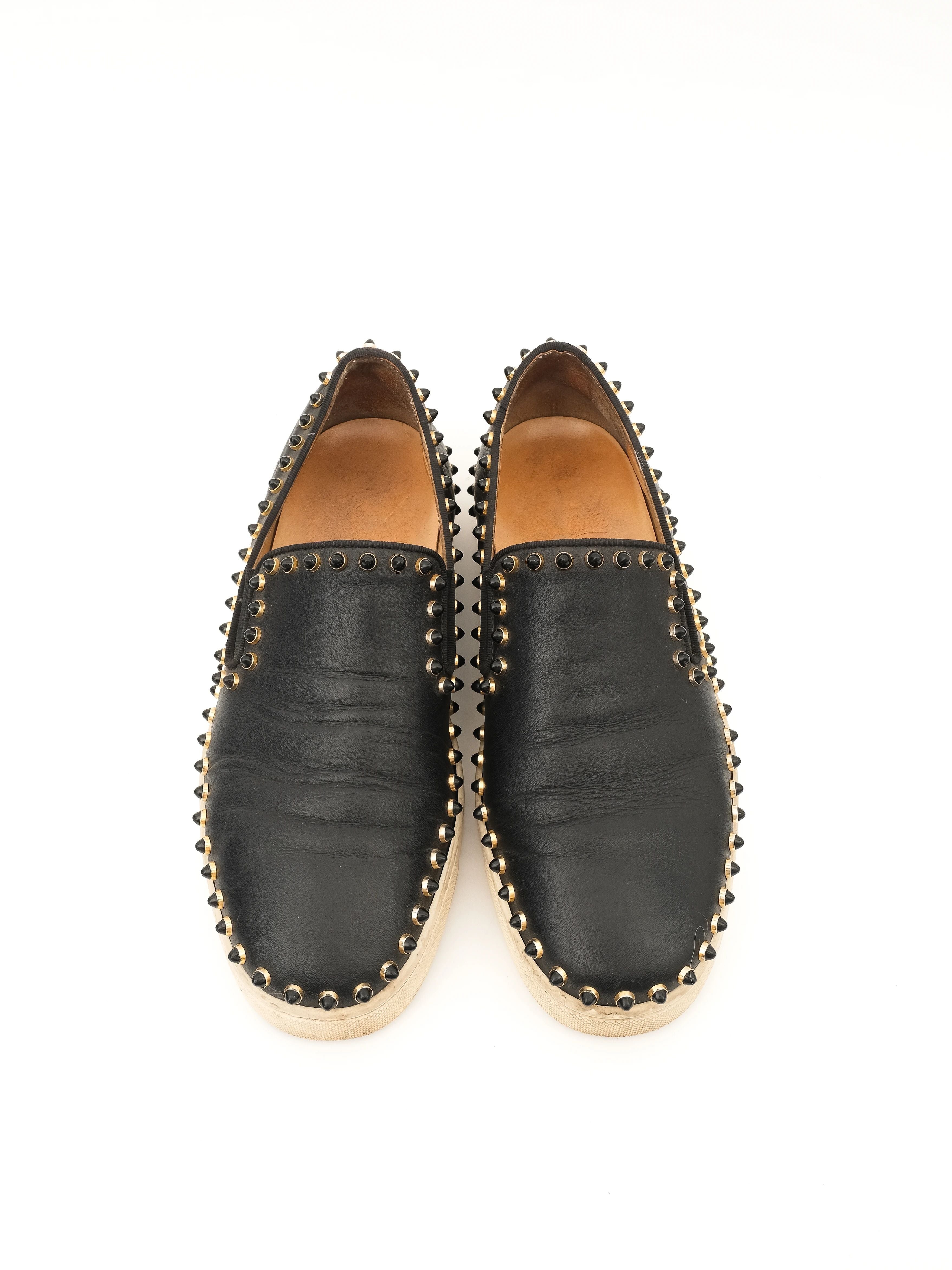 Christian Louboutin Black Leather Slip-On Sneakers Size 39