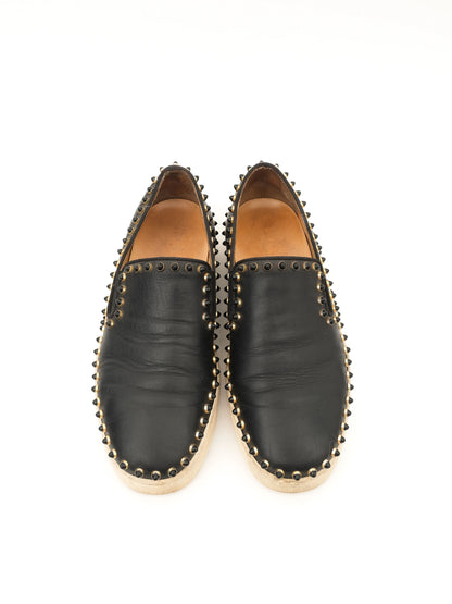 Christian Louboutin Black Leather Slip-On Sneakers Size 39