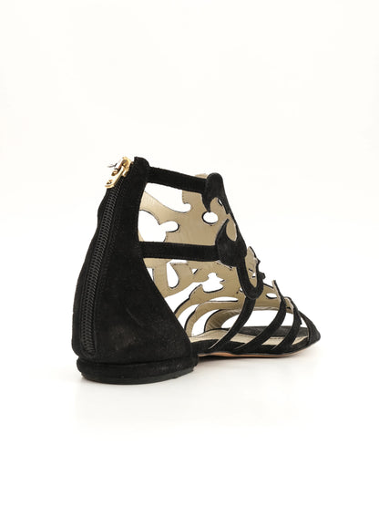 Excellent Etro Black Leather Sandals with Cut-Out Design Size 38
