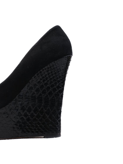 Excellent Alexandre Birman Black Leather Platform Wedge Size 40