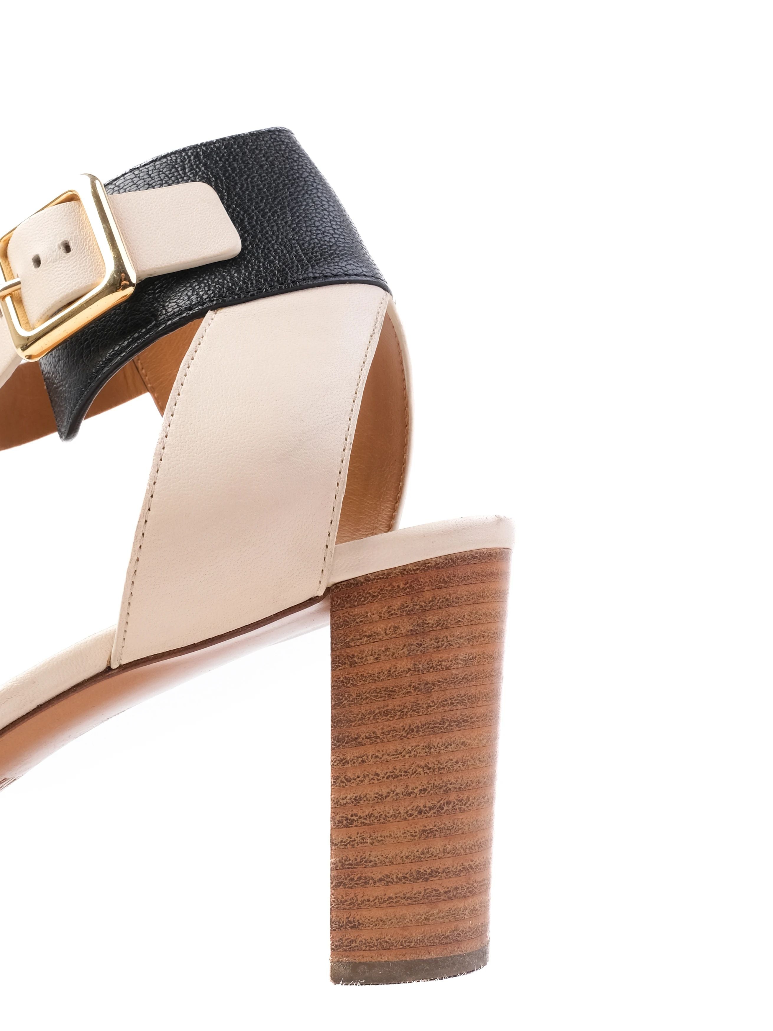 Chloe High-Heeled Sandals Leather Size 41.5 Two-Tone Black Beige