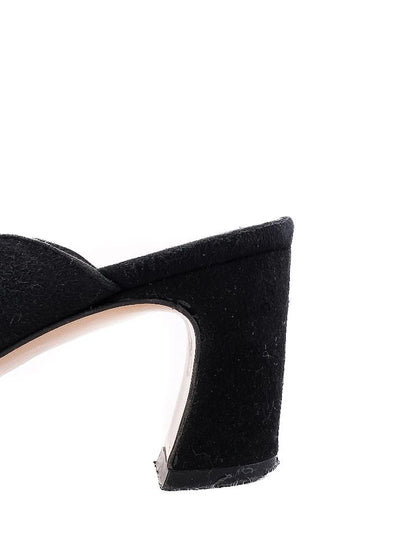 Excellent Uterque Black High-Heeled Mules Size 36 Genuine Suede