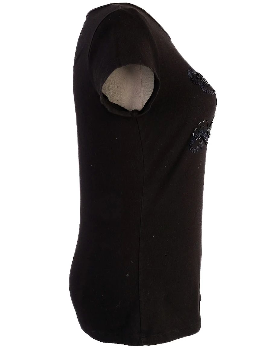 Just Cavalli Black T-Shirt XS with Sequin SG Embellishments
