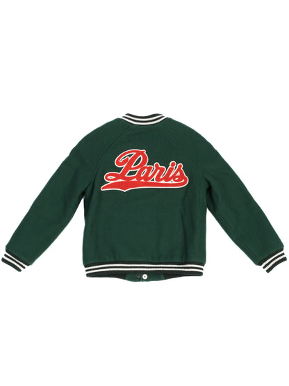 Excellent Bonpoint Varsity Jacket Green Cotton Size 8 For Kids