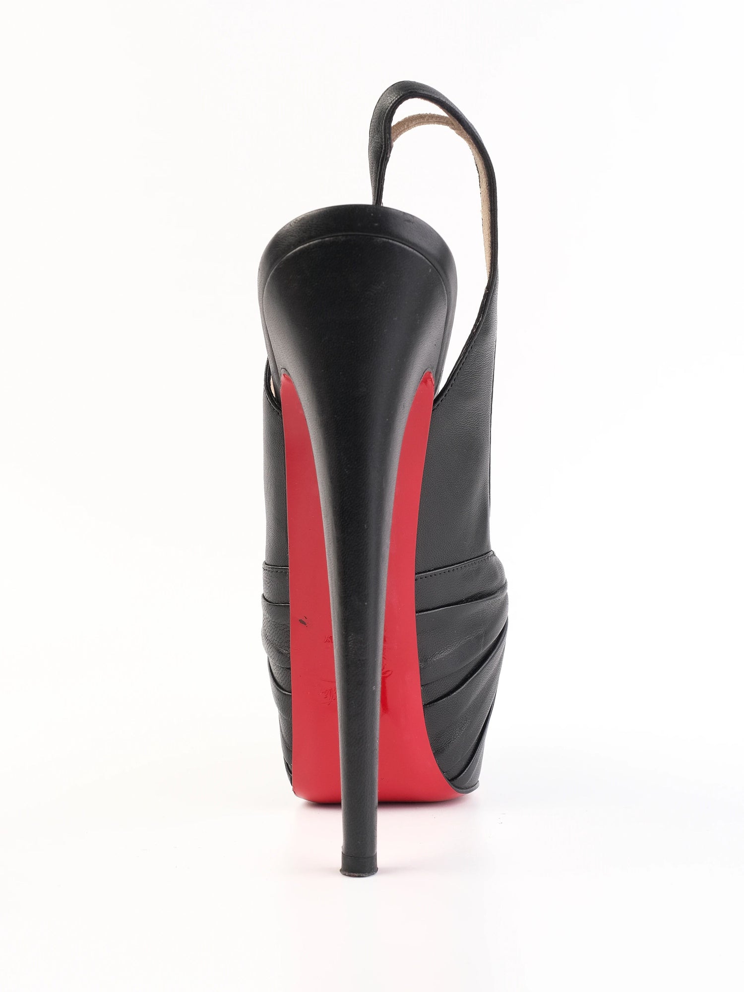 Excellent Christian Louboutin Black Peep-Toe Slingback Heels Size 38