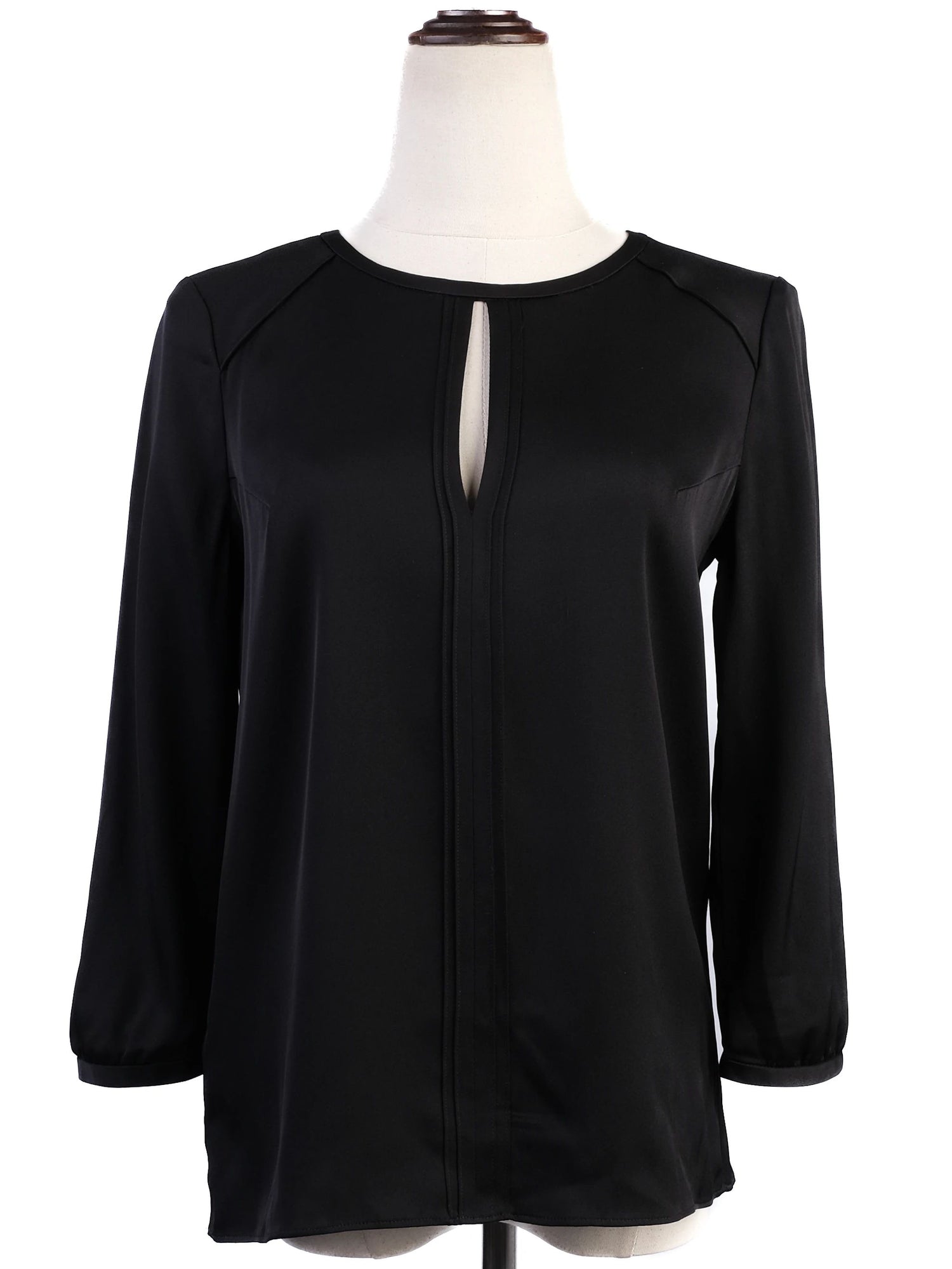 Excellent Hugo Boss Black Silk Blouse Size XS with Keyhole Opening