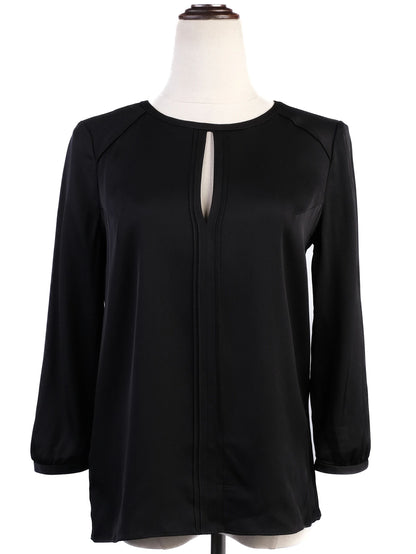 Excellent Hugo Boss Black Silk Blouse Size XS with Keyhole Opening