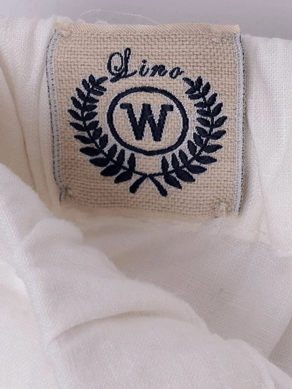 Excellent Weekend MaxMara White Wide-Leg Pants Size S Lino