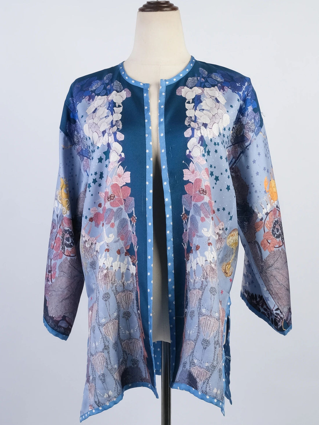 Excellent Etro Colorful Silk Jacket Size L with Celestial Design
