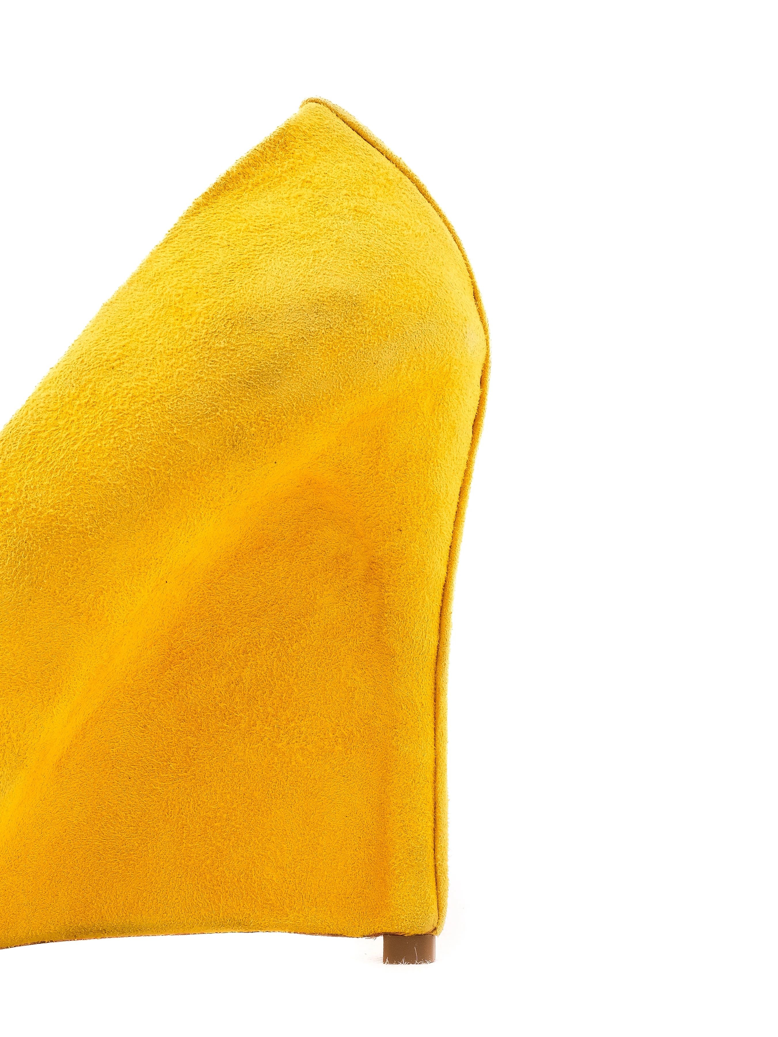 Perfect Neil Barrett Yellow Genuine Suede Wedge-Heeled Shoes Size 38