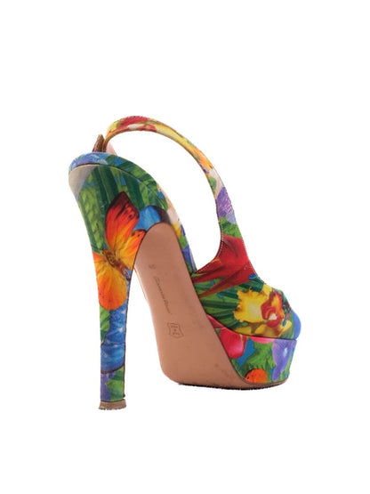 Excellent Gianvito Rossi Floral High-Heeled Slingback Size 39