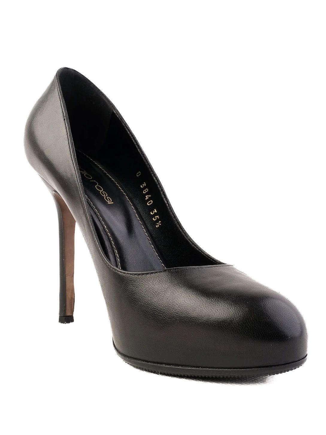Excellent Sergio Rossi Black Leather High-Heeled Pumps Size 35.5