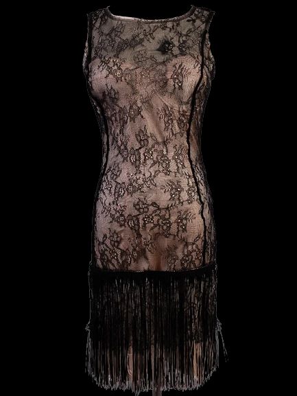 Elisabetta Franchi Black Lace Dress Size M with Floral Patterns