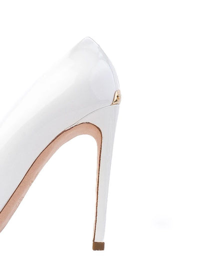 NEW Ballin White Leather High-Heeled Shoes Elegant Design