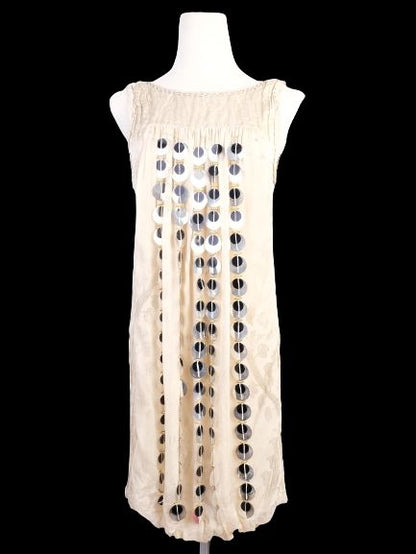 Excellent Alberta Ferretti Red Silk Dress Size M with Embellishments