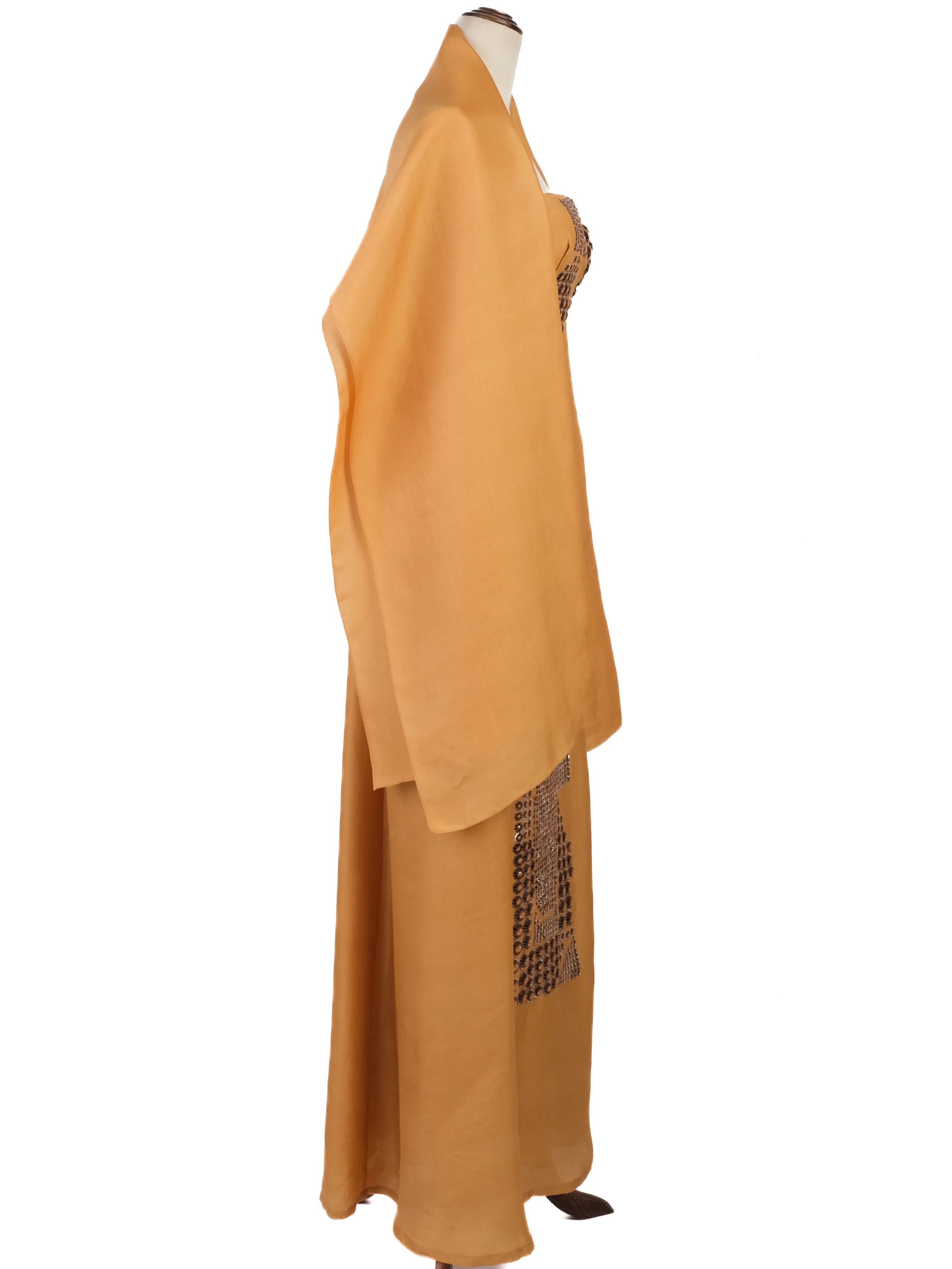 Excellent Missoni Yellow Silk Strapless Evening Gown Size M