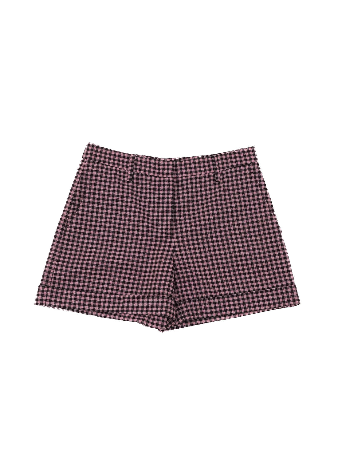 EXCELLENT Prada Pink Wool Plaid Shorts Size S Women
