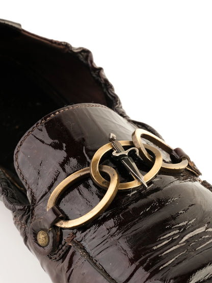 Excellent Paciotti Black Leather Loafers with Buckle Detail Size 43