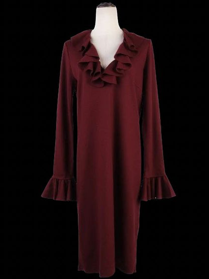 Excellent Gucci Red Wool Dress with Ruffles for Women
