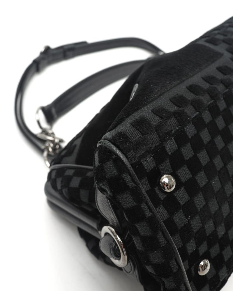 Chanel CC Checkered Velvet Shoulder Bag