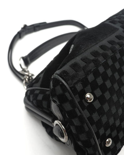 Chanel CC Checkered Velvet Shoulder Bag