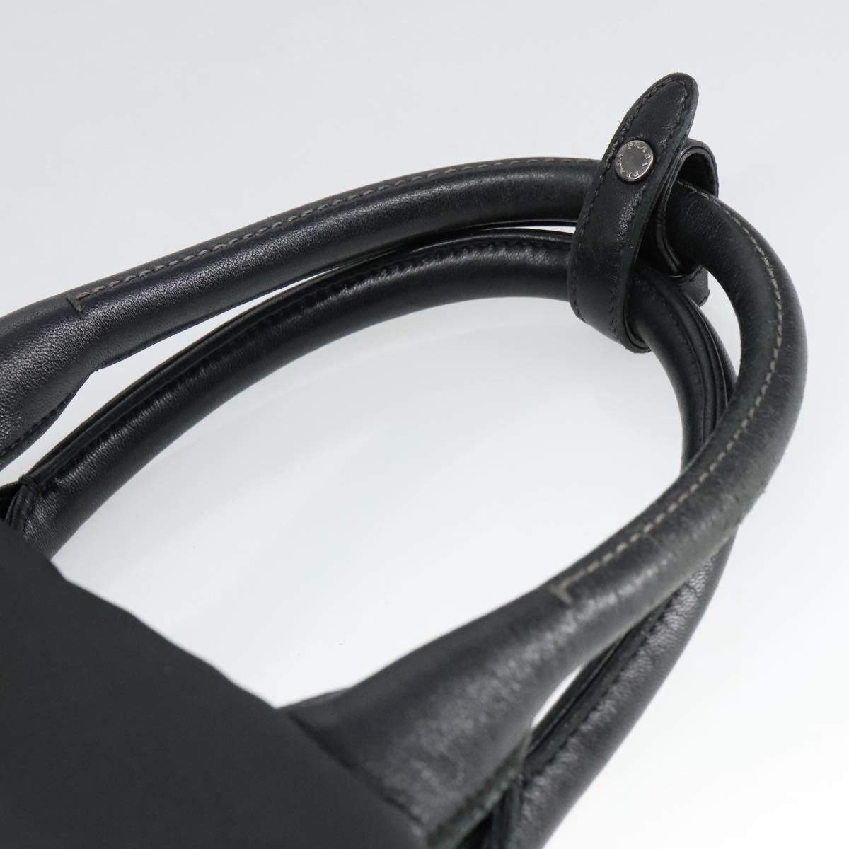 Prada Hand Bag Nylon Navy Silver Auth