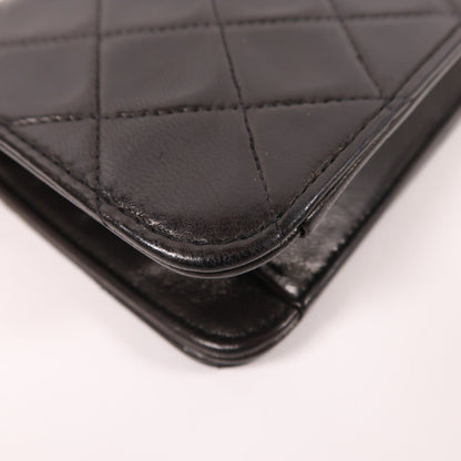 Chanel Black Sheepskin Leather Vintage Chain Shoulder Golden Chain Shoulder Back Bag Lambskin (sheep