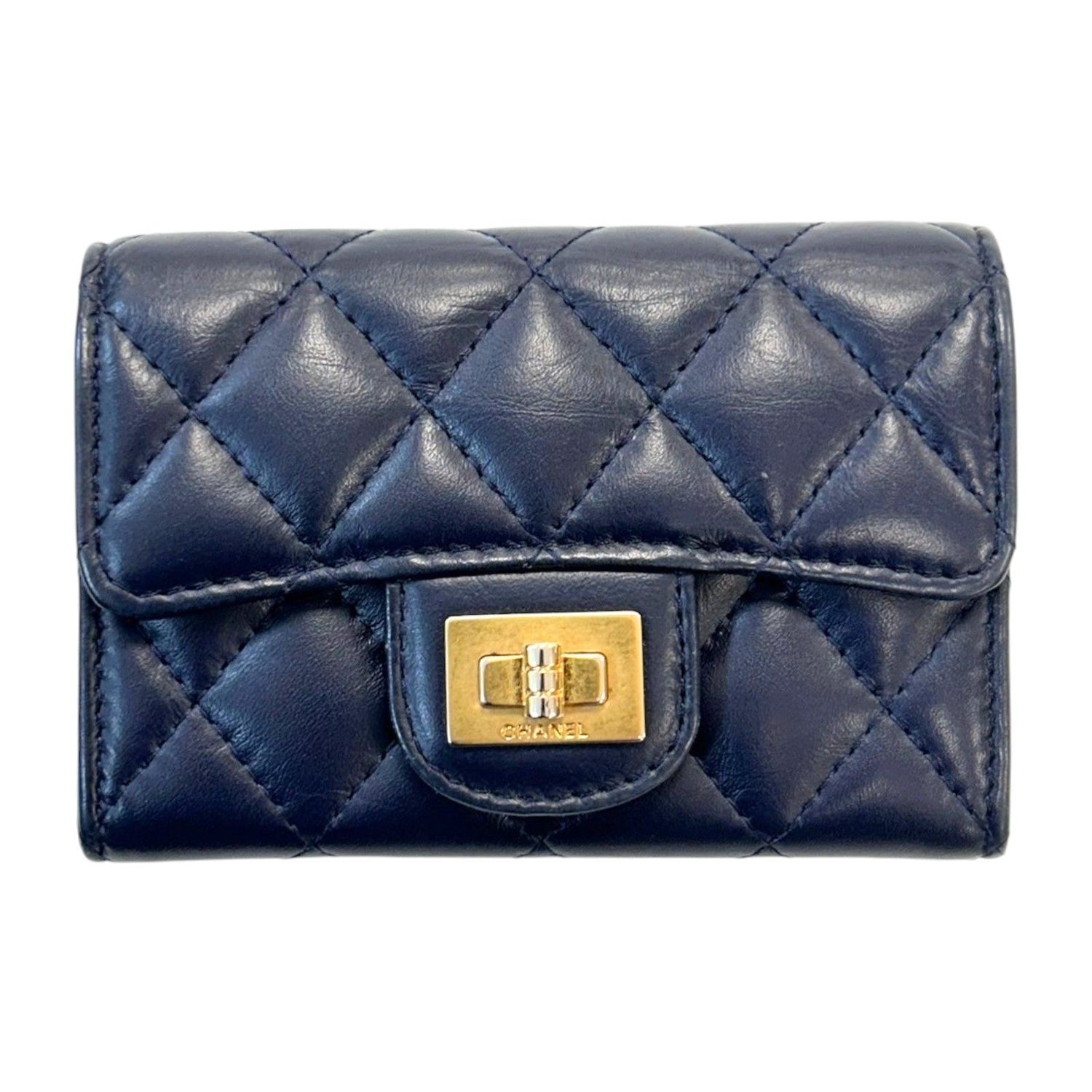 Chanel Matelasse 2.55 Coin Case Calfskin Blue Gold Plated (no Card)