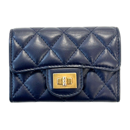 Chanel Matelasse 2.55 Coin Case Calfskin Blue Gold Plated (no Card)