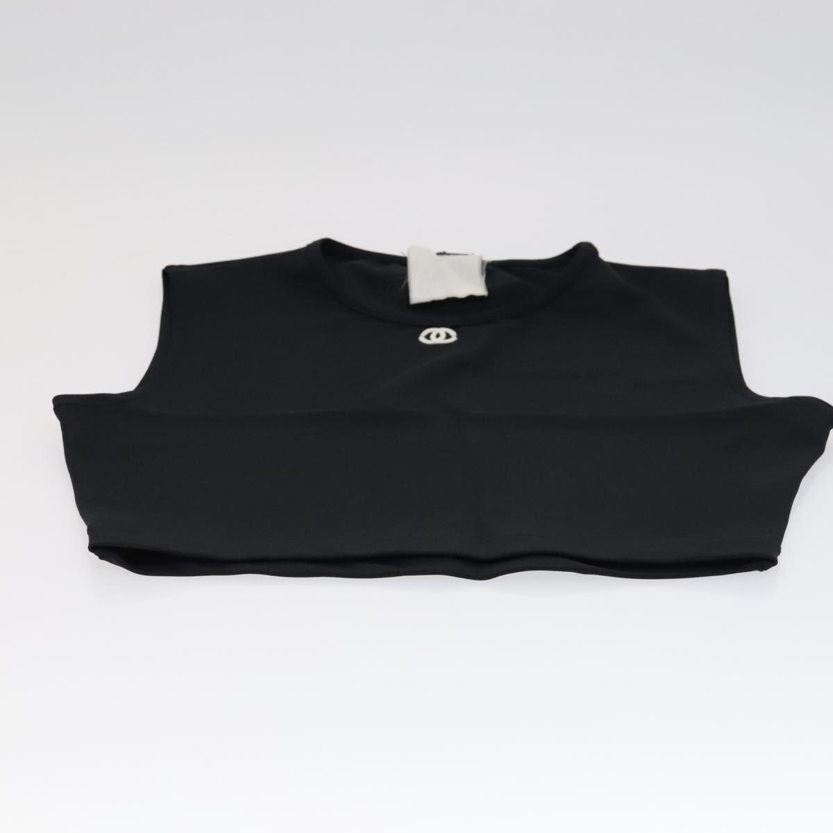 Chanel Tank Top Silk Black Cc Auth