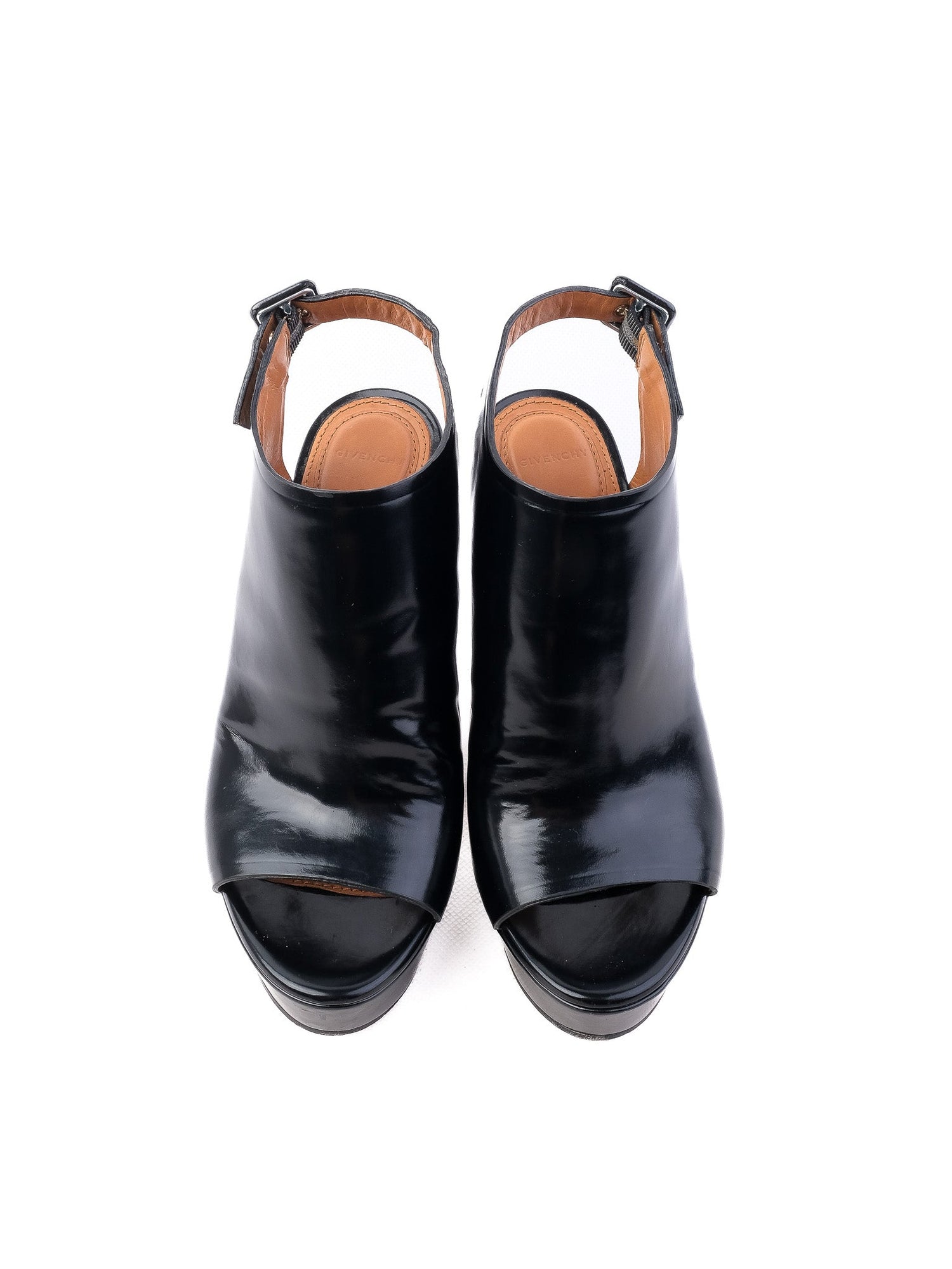 Givenchy Black Leather High-Heeled Platform Shoes Size 37