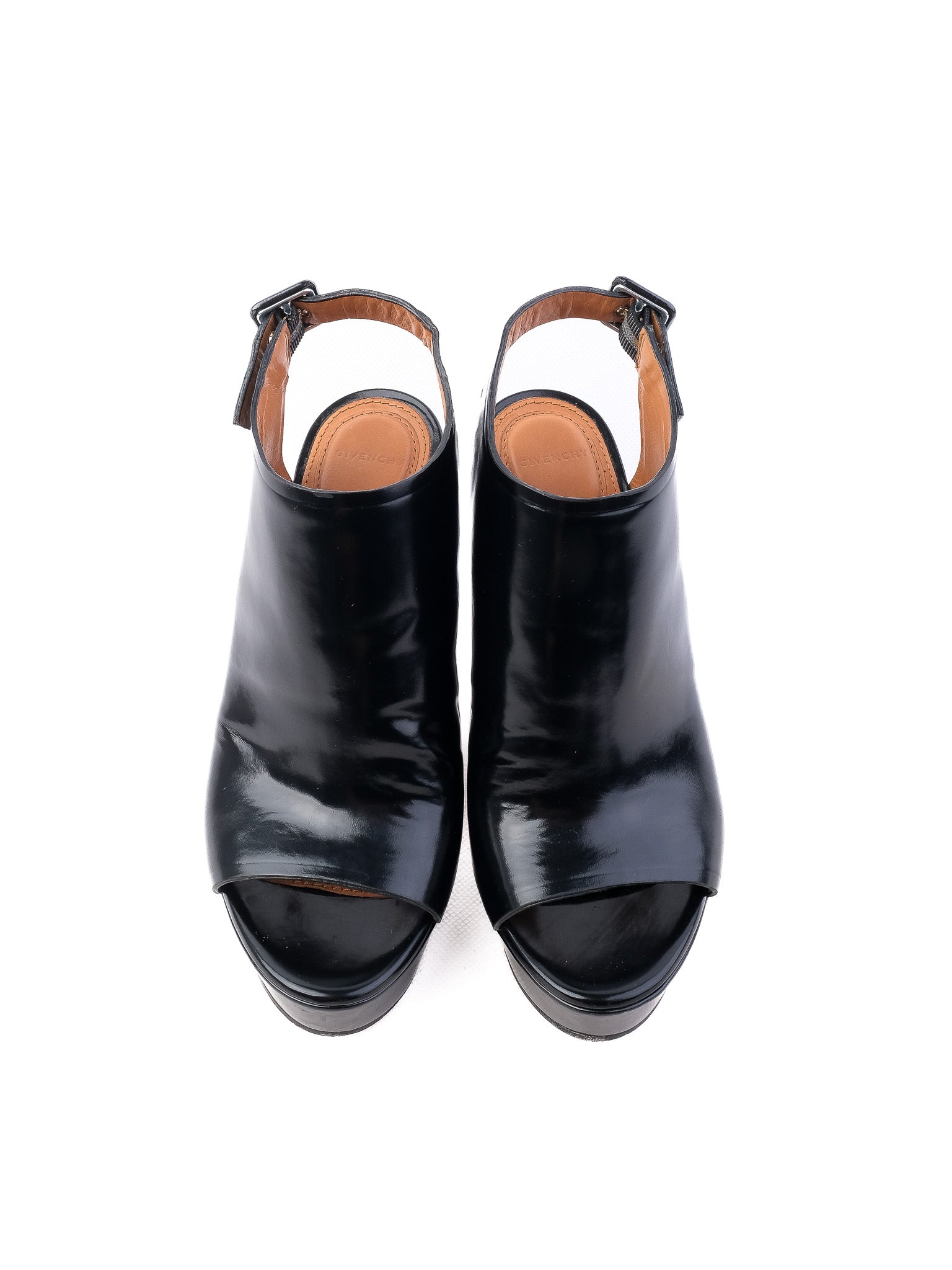 Givenchy Black Leather High-Heeled Platform Shoes Size 37