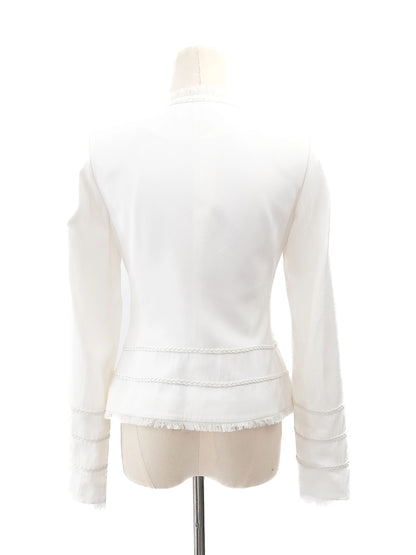 Average Bessini White Viscose Jacket Size XS with Decorative Stitching