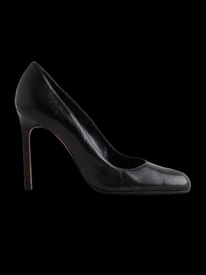 Perfect Manolo Blahnik Black Leather High-Heeled Shoes Size 36