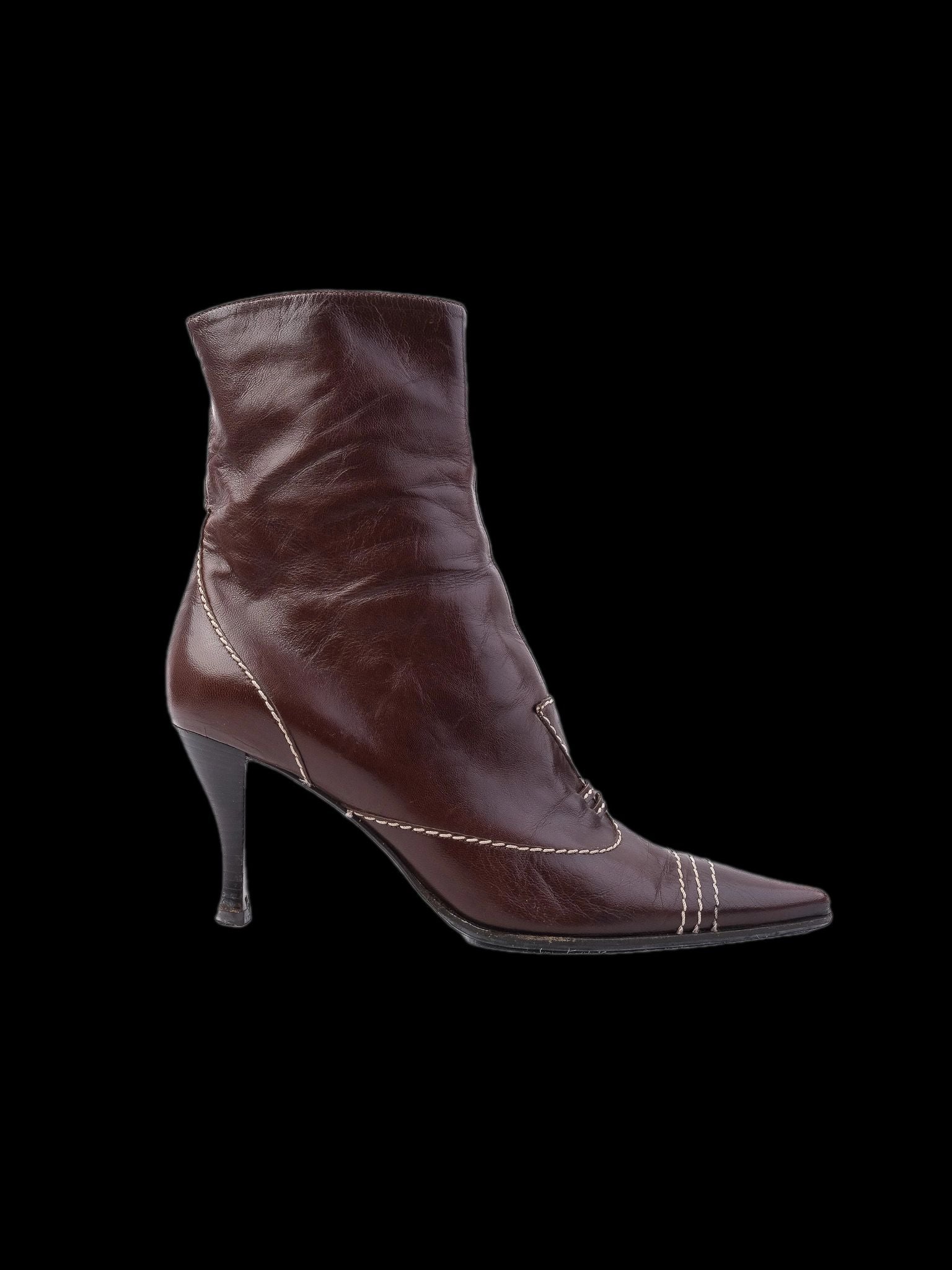 Sergio Rossi Perfect Orange Leather High-Heeled Ankle Boots Size 37