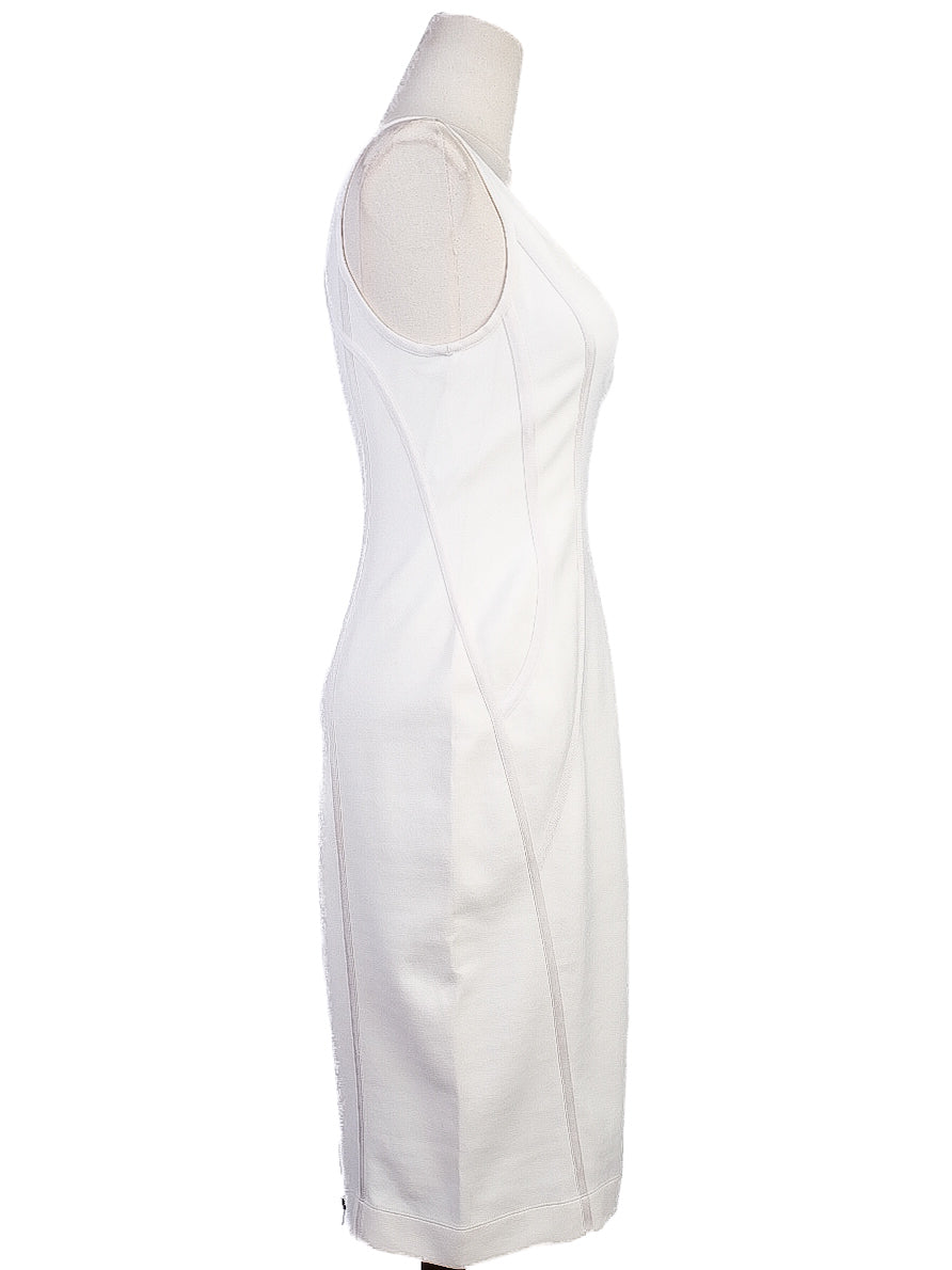 Good Donna Karan White Sleeveless Form-Fitting Viscose Dress
