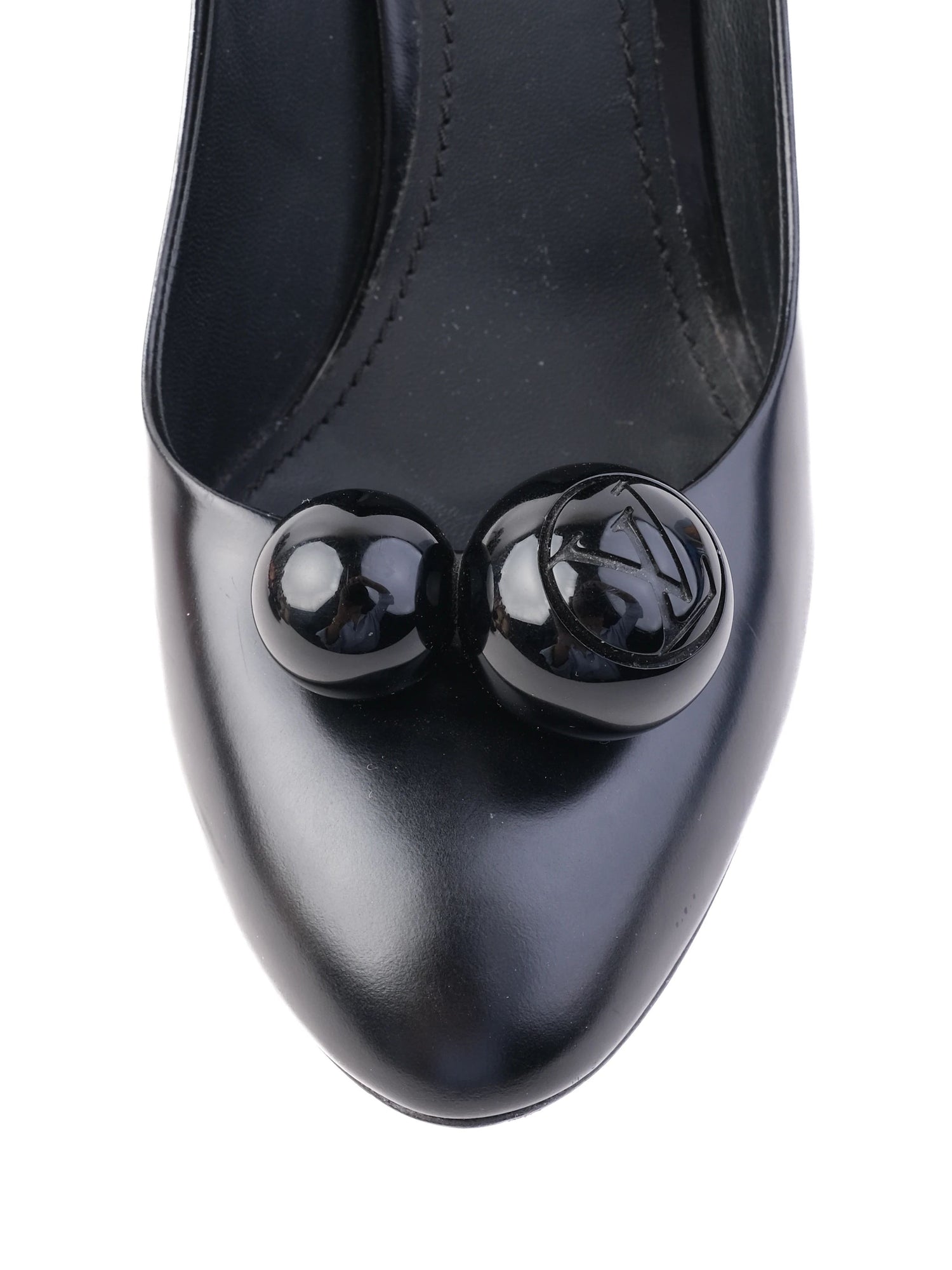 Excellent Louis Vuitton Black High-Heeled Shoes Size 38.5 Leather