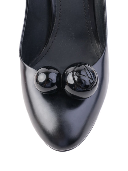 Excellent Louis Vuitton Black High-Heeled Shoes Size 38.5 Leather