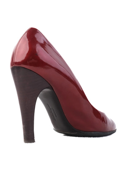 Excellent Salvatore Ferragamo Red Leather High-Heeled Pumps Size 38.5