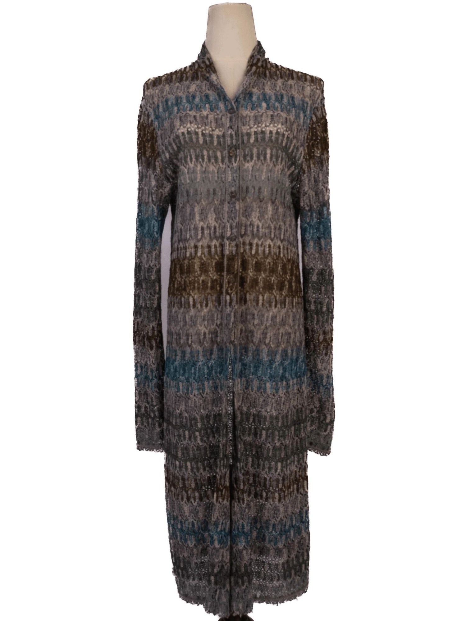 Average Missoni Blue Wool Long-Sleeve Cardigan Size M Made in Italy