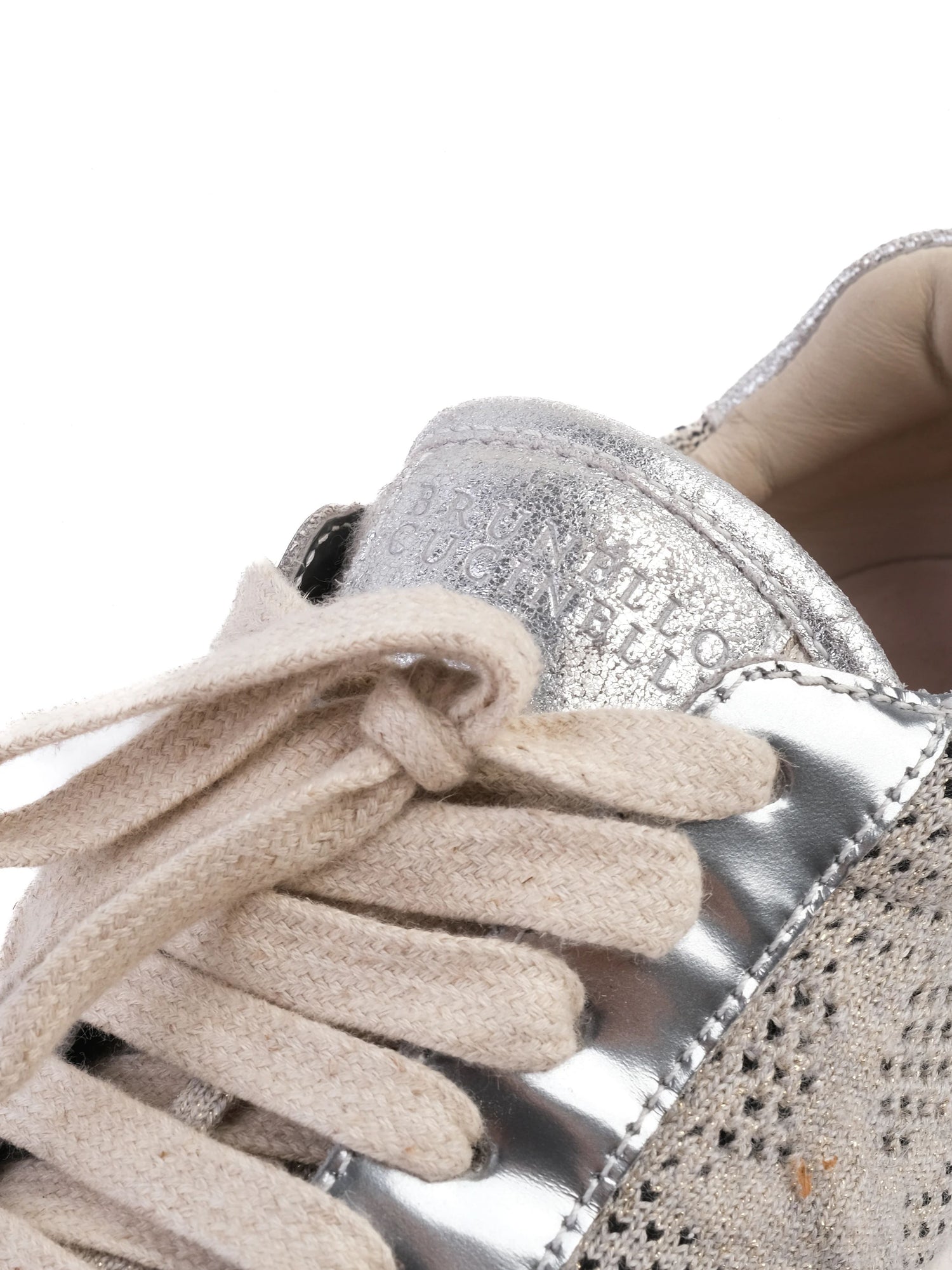 Excellent Brunello Cucinelli Gray Sneakers Size 38 Metallic Design