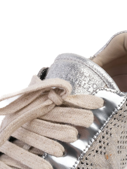 Excellent Brunello Cucinelli Gray Sneakers Size 38 Metallic Design