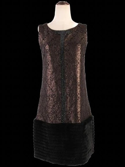 Excellent VDP Textured Silk Dress Women M Combined Color Pattern