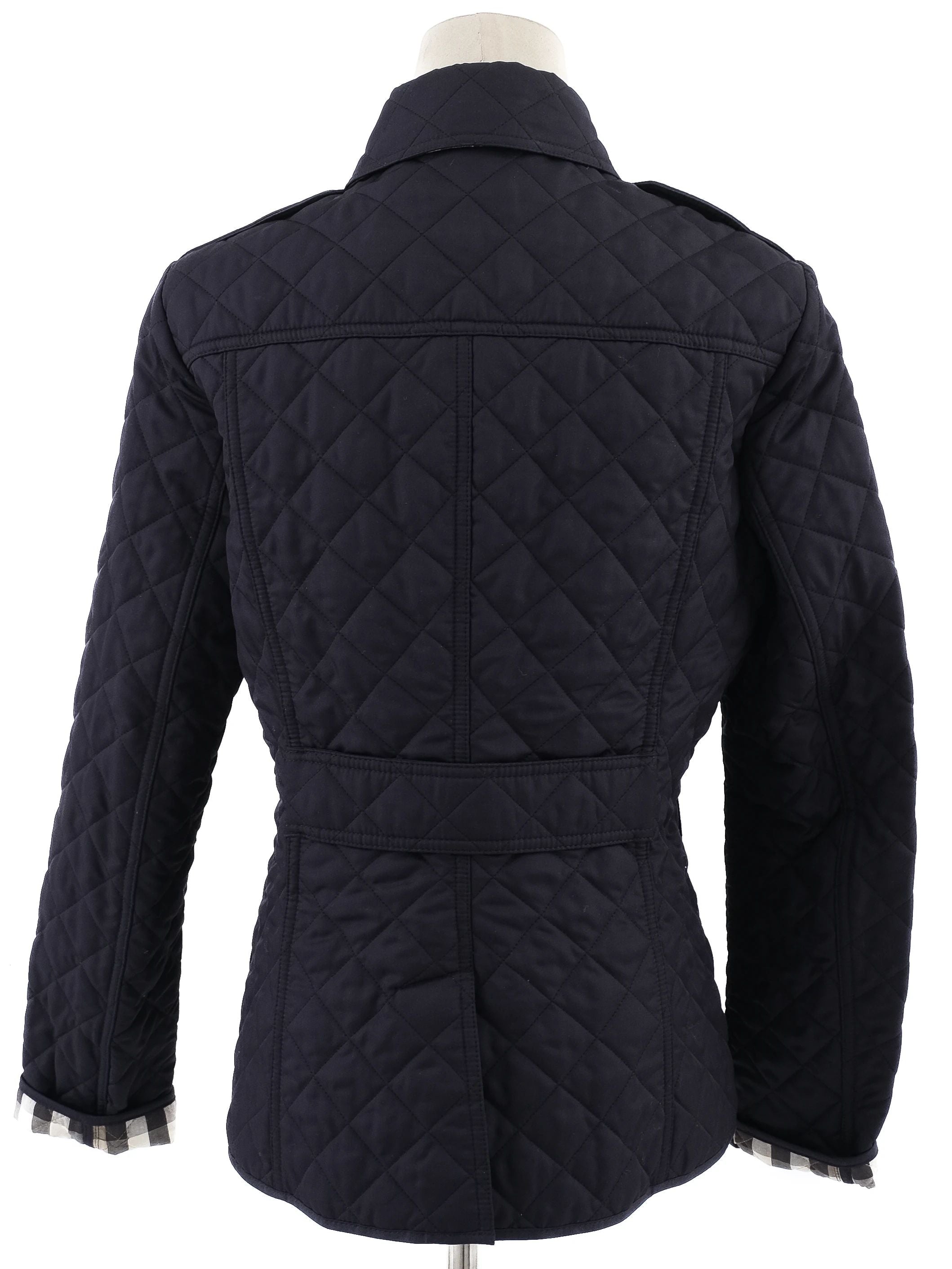 Excellent Burberry Blue Quilted Jacket Size S Polyester Women
