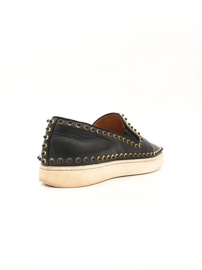 Christian Louboutin Black Leather Slip-On Sneakers Size 39