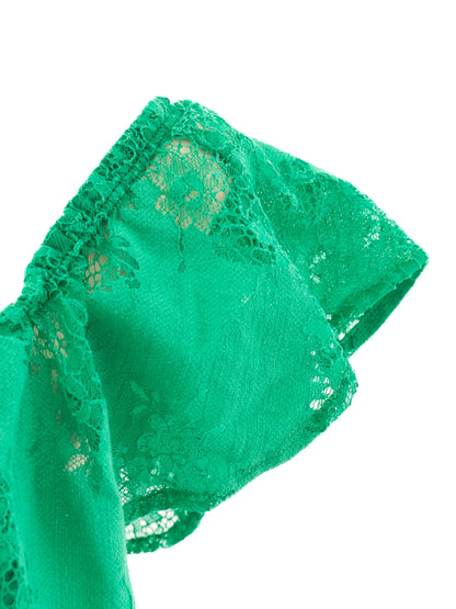 Liu Jo Green Off-The-Shoulder Floral Lace Dress Size L Excellent