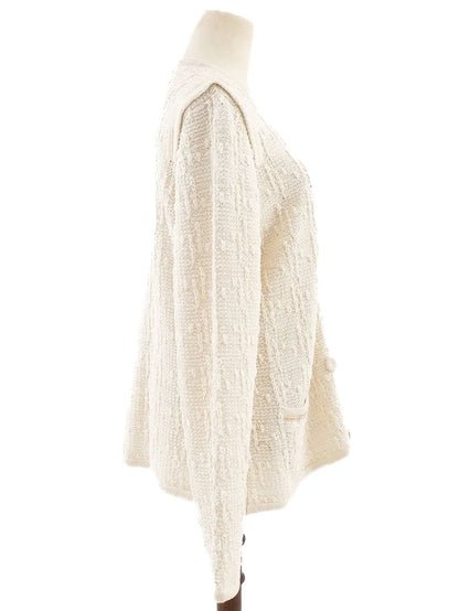 Excellent Escada White Wool Jacket Size L with Textured Knit