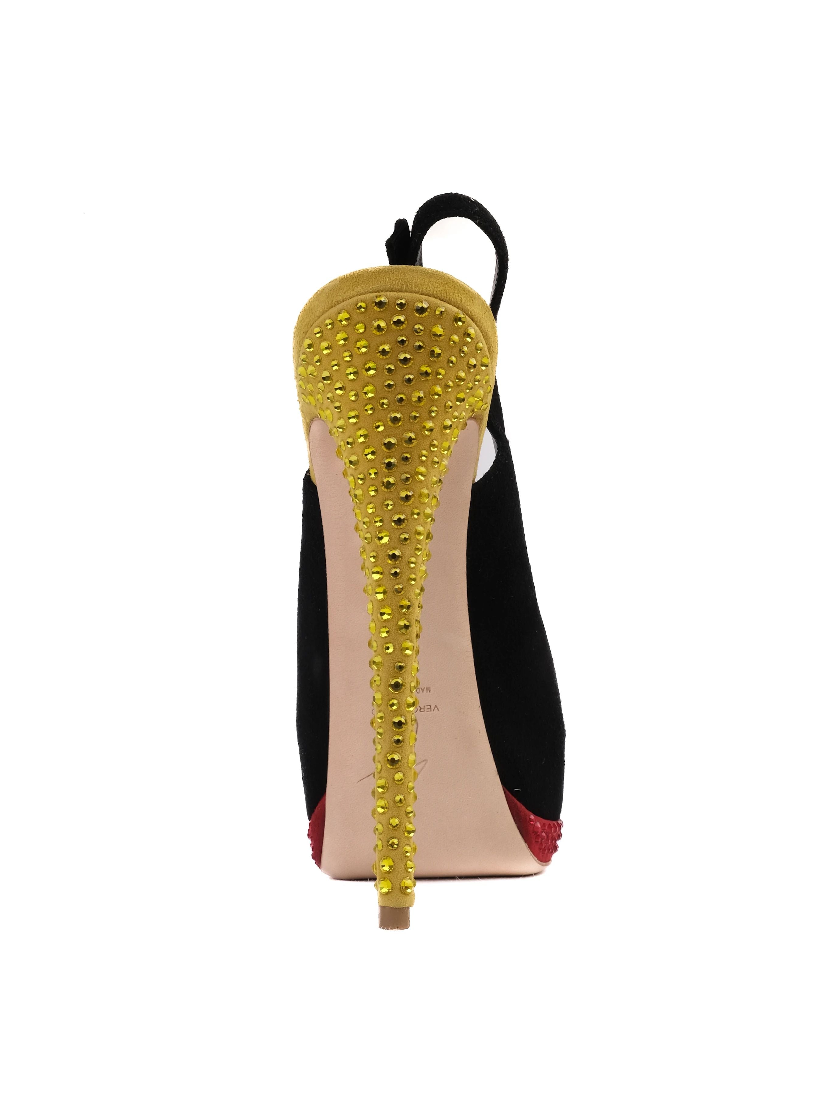 Perfect Giuseppe Zanotti Black Leather Slingback Heels Size 39