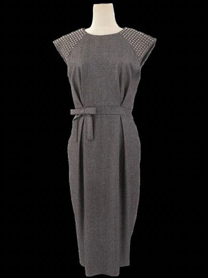 Excellent Thomas Wylde Gray Sleeveless Dress with Embellished Shoulders Size L